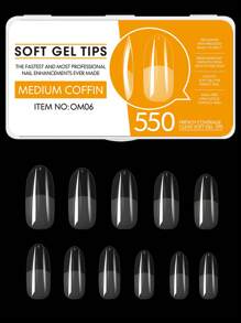 550pcs/Box Oval False Soft Gel Nail False Tips, Medium Oval Shape False, Transparent Semi-Matte Full Coverage Tips Pre-Shaped Professional Acrylic Press On Nail Tips For Nail Extension Salon Manicure Accessories Tools - Clear - View 8