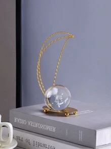 1 套铁架水晶球配玫瑰装饰，适用于餐厅和橱柜展示 - 金色 - 查看 7