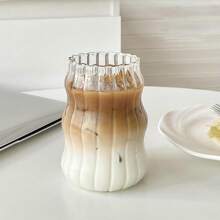 6pcs 550ml Striped Glass Coffee Cup (Without Straw), Creative Wavy Shaped Glass Cup, Aesthetic Coffee Cup, Summer Juice Glass, Transparent Cold Beverage Tumbler, Unique Minimalist Drinkware, Ideal For Iced Coffee, Milk Tea, Water, Home & Office Use, Perfect Gift, Beautiful Mother's Day Gift For Friends, Colleagues, Mom,For Household Use, Suitable For Women, Drinking Beverages Such As Milk Tea Cups And Coffee Cups - 透明條紋玻璃杯 - 查看 7