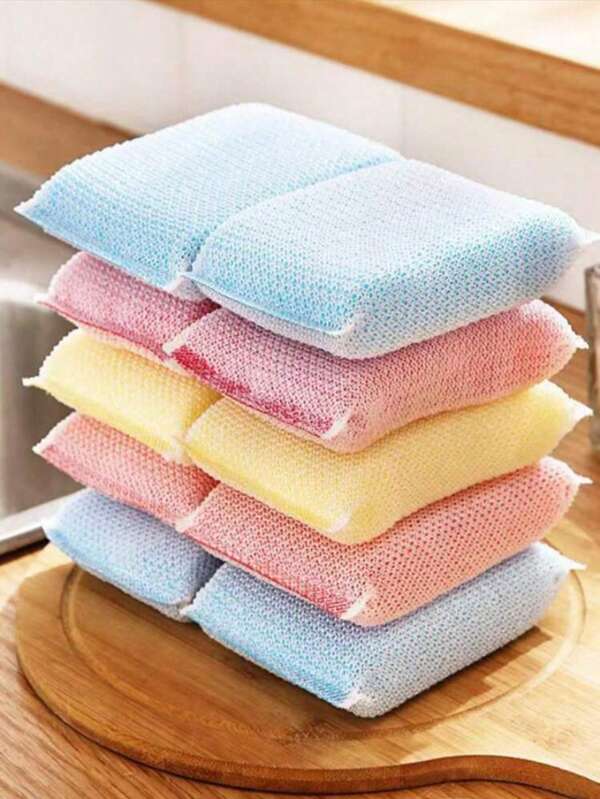 12/6/3/1pc/Long-Lasting Dual-Sided Dishwashing Sponges - Non-Scratch Scrub Pads For Pots - Multi-Use Kitchen Cleaning Tools For Home & School