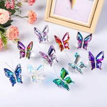 1 Piece Exquisite Multicolor Crystal Butterfly Figurine Colorful Butterfly Figurine With Crystal Ball Base, Small Glass Butterfly Statue Gifts For Women Men, Cute Animal Ornament Collectible For Home Office Decoration Ideal Gift For Christmas, Mother's Day, Father's Day, Valentine's & Weddings Birthday Graduation