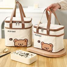 1pc Portable Large Capacity Capybara Insulated Lunch Bag, Cute Cartoon Pattern Thermal Lunch Box Bag, Waterproof & Dustproof Food Container Storage Bag, Reusable Cooler Bag, Picnic Bag, Suitable For Student And Adult Use In Home, School, Dorm, Office, Outdoor Camping, Picnic, Travel, Back To School