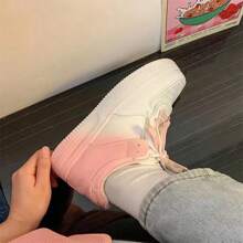 Women's Outdoor Casual Sports Shoes, Thick-Bottomed, Versatile White Shoes, Gradient Patterns - 粉色 - 查看 9