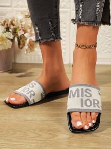 Women's Fashion Embroidered Flat Sandals - Multi-Function Slip-On, Square Toe With Elastic Ankle Strap, Breathable Fabric Upper