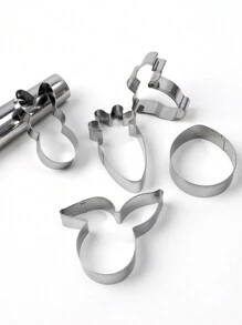 5pcs Stainless Steel Cookie Cutter Set - Animal & Nature Themed Shapes, Suitable For Baking, Including Egg, Carrot, Rabbit, Fit For Holiday Party, Animal Themed, Easter Cookie Cutters, Stainless Steel, 1.7cm Height - Multicolor - View 11