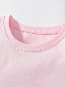 女童短袖刺绣可爱连衣裙，夏季儿童连衣裙 - 粉色 - 查看 4