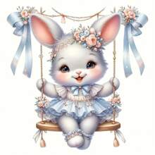 1 件/2 件/3 件优雅公主裙兔子熨烫转印补丁，摇摆蝴蝶结设计，混合颜色乙烯基热压贴纸，适用于 T 恤、口罩、牛仔裤、背包 - DIY 升华贴花，1 件装 - 彩色 - 查看 1