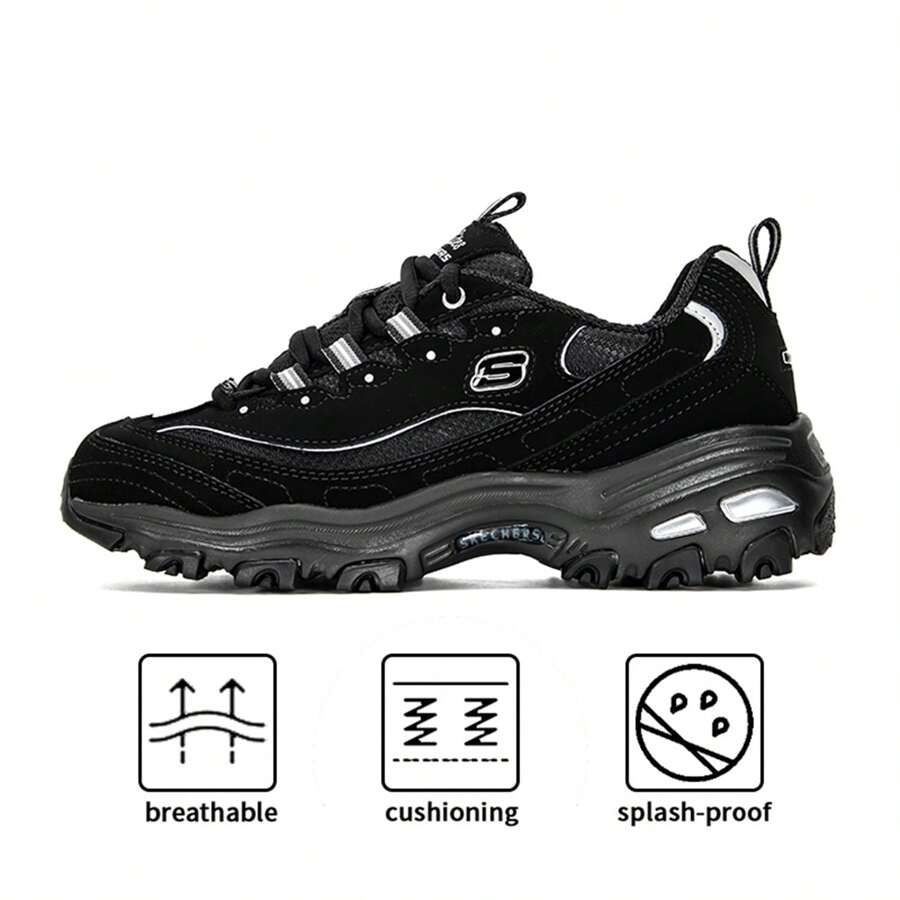 Skechers D'LITES 1.0 Casual Shoes Chunky Sneakers, Shock Absorbing Breathable Women's Walking Shoes, For Size 37 And Above We Recommend Ordering Half A Size Down, 66666179-BKW