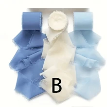 3pcs Chiffon Ribbon Set, For Party Invitation, Polyester Fabric Strips (No Feathers) - Gift Wrapping And Craft Decorative Bows - Multicolor - View 12