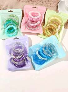 12pcs/6pcs Ladies Elastic Coil Hair Band, Wrinkle-Free Telephone Line Hair Band, Suitable For Thick Hair And Thin Hair Casual Hair Band, Elastic Band-Hair Accessories With Interesting Patterns And Designs, Sweet And Fresh Hair Bands, Durable, Ladies Casual Hair Accessories, Gifts & Photo Props, Spiral Hair Bands, Elastic Coil Hair Bands, Wedding Bride Gifts, Companion Gifts, Bridesmaid Gift Box Decorations, Valentine's Day Party Gifts. Home Bathroom Decor Fall Decor