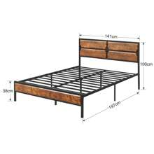 VECELO Single Double Size Bed Frame With Wooden Headboard And Footboard, Steel Slat Support, No Box Spring Needed, Easy Assembly - Brown - View 10