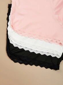 QUASTI 加大码 3 件套蕾丝边安全裤女夏季防滑裙边内衬下装可外穿小短裤 - 彩色 - 查看 4