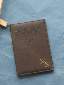 Takeoak 1 pièce Couverture de passeport personnalisée en or avec initiales, porte-passeport monogramme or personnalisé, accessoires de voyage personnalisés, cadeau de voyage fait main minimal pour documents et cartes pour amis et famille