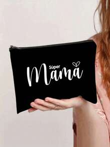 字母“Mama”印花拉链女士化妆包。送给妈妈的最佳礼物，伴娘化妆包，伴娘礼品包，带拉链的婚礼旅行洗衣包，伴娘包，婚礼新娘送礼会单身女孩求婚派对礼物 - 彩色 - 查看 4