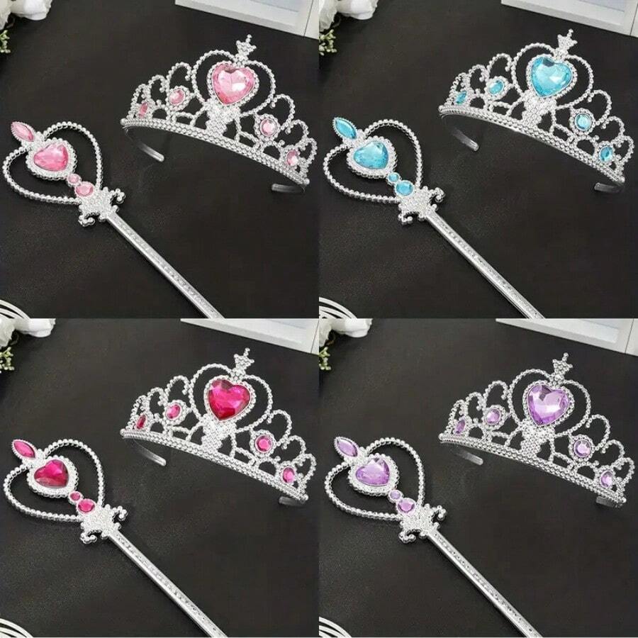 1 Pezzo Bacchetta magica da fata, bacchetta da principessa con glitter e strass, set di bacchette da fata, regalo per feste di compleanno, cosplay e accessori per feste di principesse - Multicolore - Visualizzare 1