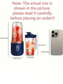 1 szt. przenośna elektryczna sokowirówka, 400 ml ładowana przez USB mała sokowirówka do owoców z podwójnym kubkiem, kubek do soku z ładowaniem przez USB i długą żywotnością baterii, wielofunkcyjny blender do owoców do kuchni, domu, podróży, wielofunkcyjny kubek do soku, idealny do warzyw, owoców i koktajli