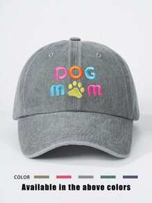 1pc Embroidered "DOG MOM" Washed Baseball Cap, Adjustable Outdoor Sun Hat For Spring, Autumn, Travel, Beach, Suitable For Y2K Youth Style - Baseball Cap - View 4