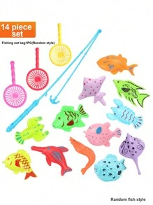 14件套/16件套儿童钓鱼玩具池套装磁性钓鱼池鱼竿钓鱼玩具，夏季户外戏水玩具，复活节彩蛋填充礼物，男孩女孩生日礼物 - 彩色 - 查看 9