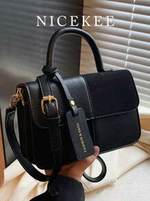 Matte Suede Custom-Stitched Design Feel Daily Tote Bag, High-Quality Retro-Maillard Color Division To Receive Practical Messenger Bag, Autumn And Winter Popular High-Looking Classic Atmospheric Ladies Commuter Shoulder Bag