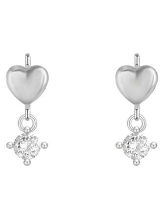 1 对 S925 纯银 14K 镀层复古优雅精致心形夹式耳环，适合女士