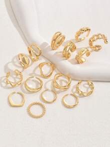 16件套朋克风戒指套装，复古几何戒指套装，时尚个性珠宝礼品，适合日常穿搭和派对配饰