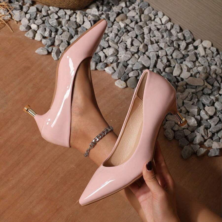 Women's Pointed Toe Flat Casual Shoes, Versatile Low Heels, Minimalist Design, Suitable For All Seasons - Pink - View 1