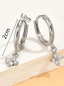 1 paire de boucles d'oreilles pendantes charmeuses et minimalistes en fleur de cuivre avec zircone pour femmes