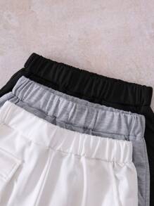 New Boys' Multi-Pocket 3-Piece Set Shorts, Multi-Color, Suitable For All Seasons - Multicolor - View 3