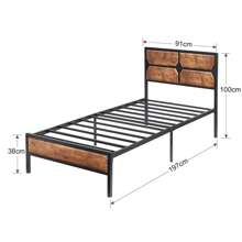 VECELO Single Double Size Bed Frame With Wooden Headboard And Footboard, Steel Slat Support, No Box Spring Needed, Easy Assembly - Brown - View 11
