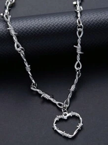 1 PC Small Wire Brambles Iron Heart Choker Necklace Women Hip-Hop Gothic Punk Style Barbed Wire Little Thorns Chain Choker Gifts
