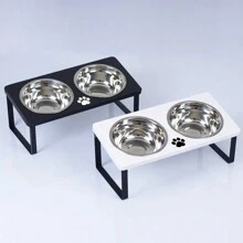 Elevated Cat Bowls Raised Cat Food Bowls, 15° Tilted Pet Bowls For Cats Puppy, Raised Dog Bowl Stand Feeder Cat Food Water Bowls Stand With 2 Stainless Steel Bowls