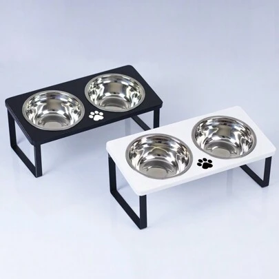 Elevated Cat Bowls Raised Cat Food Bowls, 15° Tilted Pet Bowls For Cats Puppy, Raised Dog Bowl Stand Feeder Cat Food Water Bowls Stand With 2 Stainless Steel Bowls