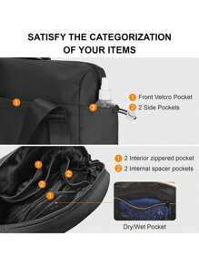 Mini Gym Bag For Women Girls Small Gym Tote Bag With Wet Compartment Waterproof Travel Duffle Bag Cute Workout Sport Bag Adjustable Strap, Zip Closure