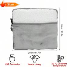 USB供电柔软毛绒暖脚垫，可水洗，改善睡眠，家用，聚酯纤维面料（含充电线） - 灰色 - 查看 2