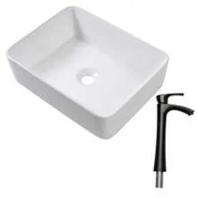 19"X15" Rectangle Vessel Bathroom Sink And Matte Black Single Lever Faucet Combo,Christmas,ModernMingle