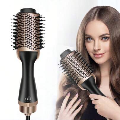 1 Pc Multifunctional Hot Air Comb,4-In-1 Hot Air CombHair Dryer, For Hair Curler & Straightener, Puffy Hairstyling,One-Step Volumizer Hair Dryer And Styler,Less Frizz, More Shine And Less Heat Damage For Salon-Style Blowouts Black/Pink