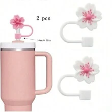 2 PCS Cute Flower Silicone Stoppers, Largestraw Dust Caps, Fit For 10mm Straws, Gift,Cup Accessories.Compatible With Stanley