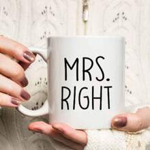 Mrs.Right And Mrs. Always Right Matching Mug, Hers And Hers Valentines Day Gifts, Lesbian Couple Marriage Engagement Mugs - Mrs.Right - View 2