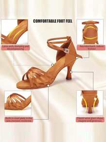 女士黑色鞋 7.5 厘米高跟室内凉鞋豹纹拉丁舞鞋，吸汗透气衬里，柔软防滑绒面革鞋底，乳胶高弹力中底，探戈伦巴、恰恰舞、交谊舞鞋、婚礼派对舞鞋、舞蹈练习鞋、专业舞蹈凉鞋