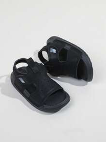 1 Pasang Sandal Kasual Serbaguna Anti Selip untuk Anak Laki-Laki, Sandal Pantai dengan Jahitan Kombinasi Warna, Cocok untuk Musim Panas - Hitam - View 8