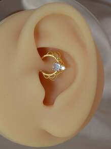 1 PIEZA Aros pequeños con baño de oro de 18K, cristal y estilo punk para mujer y hombre, para cartílago, hélix, trago, aro de nariz, septo, piercing y joyería corporal