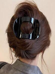 1 件几何图案休闲优雅 ABS 塑料发爪夹，超大简约发髻配饰，豹纹女士款，适合所有季节日常佩戴 - 彩色 - 查看 2