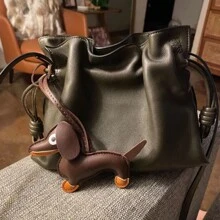 Fashionable Dachshund PU Leather Keychain, Women Bag Charm Keyring Gift - Multicolor - View 3