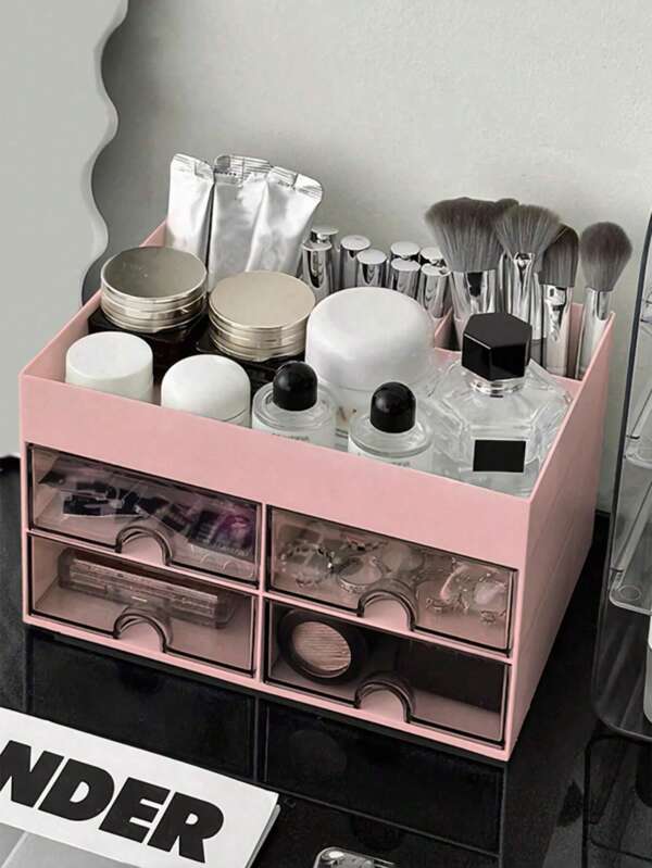 1 cutie de depozitare pentru machiaj, organizator de birou cu sertar, vitrine pentru cosmetice cu mai multe rețele de capacitate mare, suport pentru pensule de machiaj, potrivit pentru depozitarea rujului, bijuterii, manichiură, produse de îngrijire a pielii, organizator de toaletă pentru baie, decor pentru toaletă, container pentru papetărie, back-to- Rechizite școlare, cadou de sărbători, cadou de Crăciun