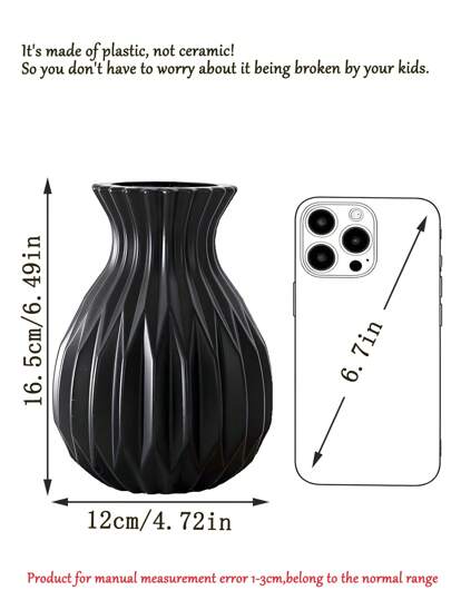 1pc/Vase, Living Room Vase Plastic Vase, Shatterproof Flower Pot, Greenery Planter, Dried Fresh made Ceramic Like, Bedroom, Wedding, Room, Home Desktop, European Moderne Minimalist ative Ornament Birthday Graduation Glass view 11