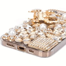 Étui strass diamant pour iPhone 16/15/14/13/12/11. Étui de luxe 3D avec papillon et fleurs scintillants en cristal strass. Idéal pour les filles, les femmes, les enfants. Cadeau pour la famille, les amis, les enfants, les anniversaires, le printemps, les vacances, les petits amis, la Saint-Valentin