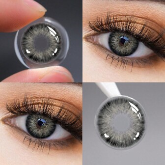 1 par färgade kontaktlinser, bruna, grå, kosmetiska färgade kontaktlinser, 1 års användning, lämpliga för dagligt bruk och dejter, Halloweenkostym, cosplay