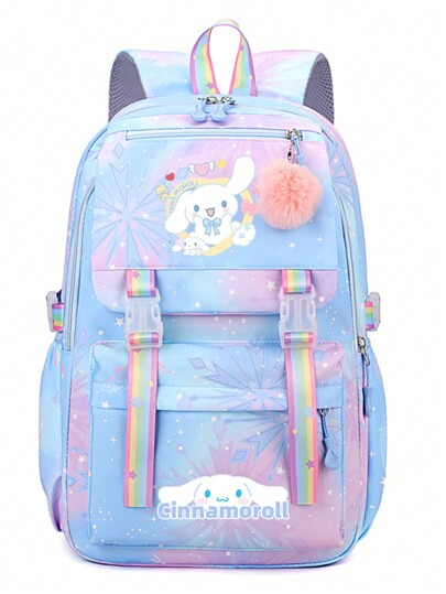 1pc Cinnamoroll Backpack, Casual Travel Knapsack For Student With Adjustable Straps, Lightweight And Spacious, Cartoon Design For School Season & Daily Use