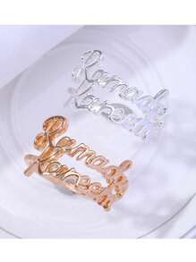 3pcs/6pcs Elegant Gold Napkin Rings Set - Ramadan Kareem Letter Design, Alloy Metal Napkin Holders, Suitable For Holiday Table Decor, Graceful Dining Accessories, Luxurious Gold Plated, Alloy Metal Rings, Shiny Napkin Rings