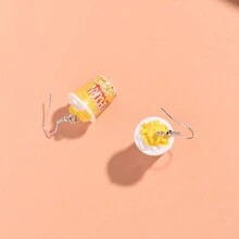 1 对爆米花桶形耳环，时尚可爱创意耳环适合女性日常佩戴 - 彩色 - 查看 7